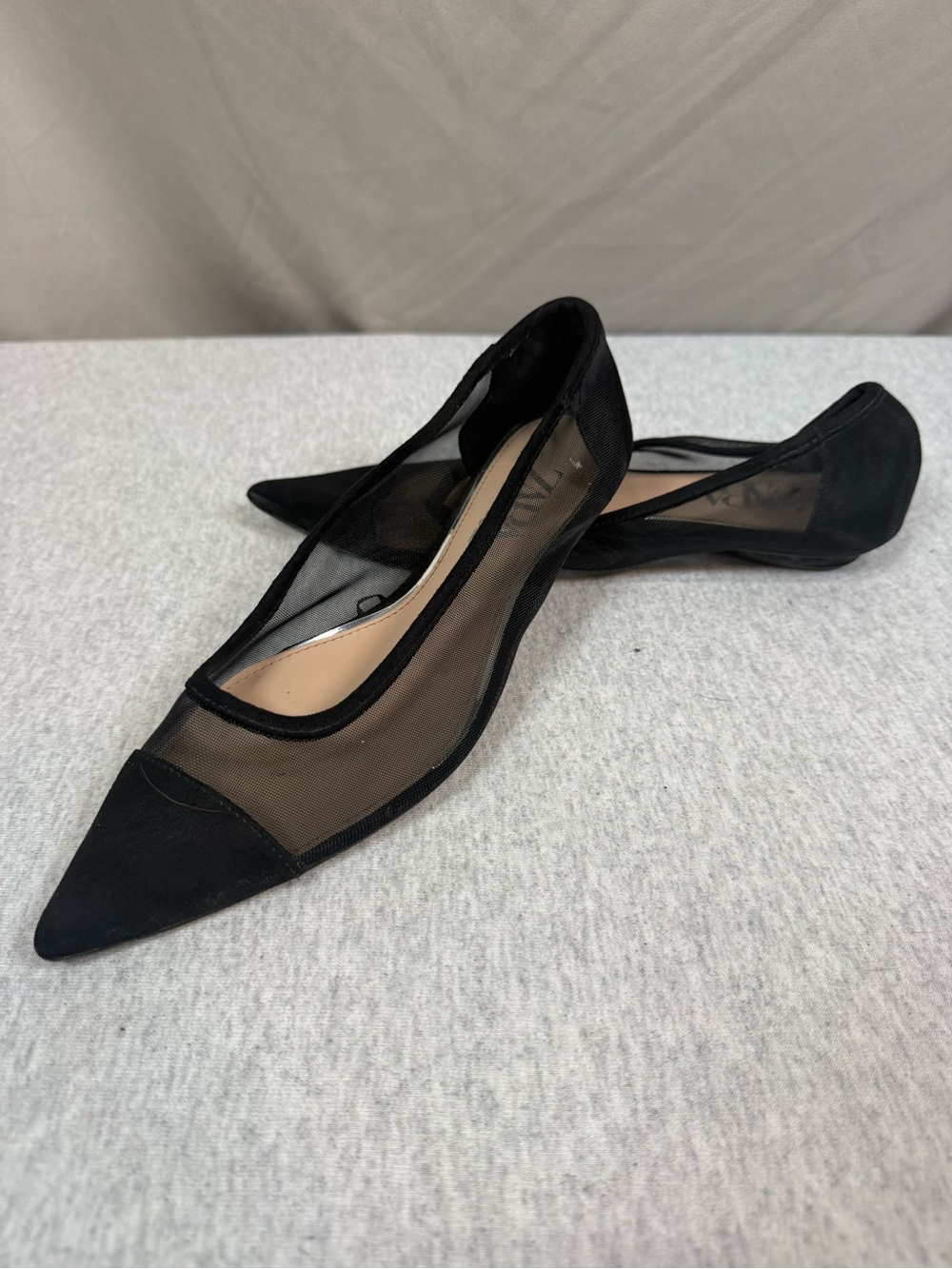 Zara Mesh Ballet Flats Black Size 37 EU